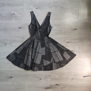 Opening Ceremony Fit & Flare Black White Pattern Dress 4